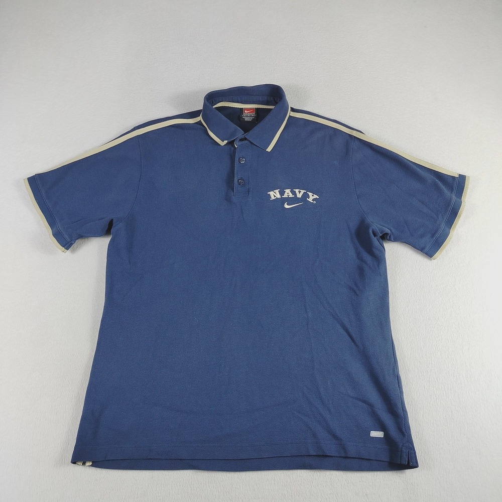 Nike Polo Shirt‎ Mens Medium Dri-FIT Navy Performance Short Sleeve Embroidered
